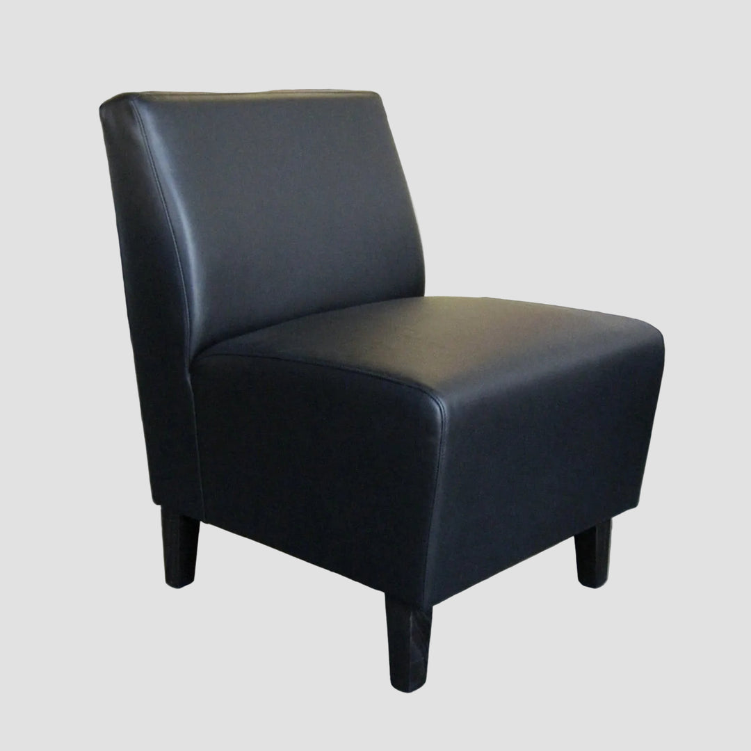 dark chocolate black leather armless lounge chair