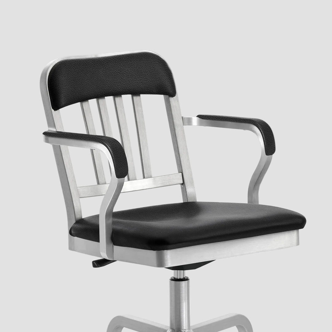 1011 Navy Semi-Upholstered Swivel Armchair