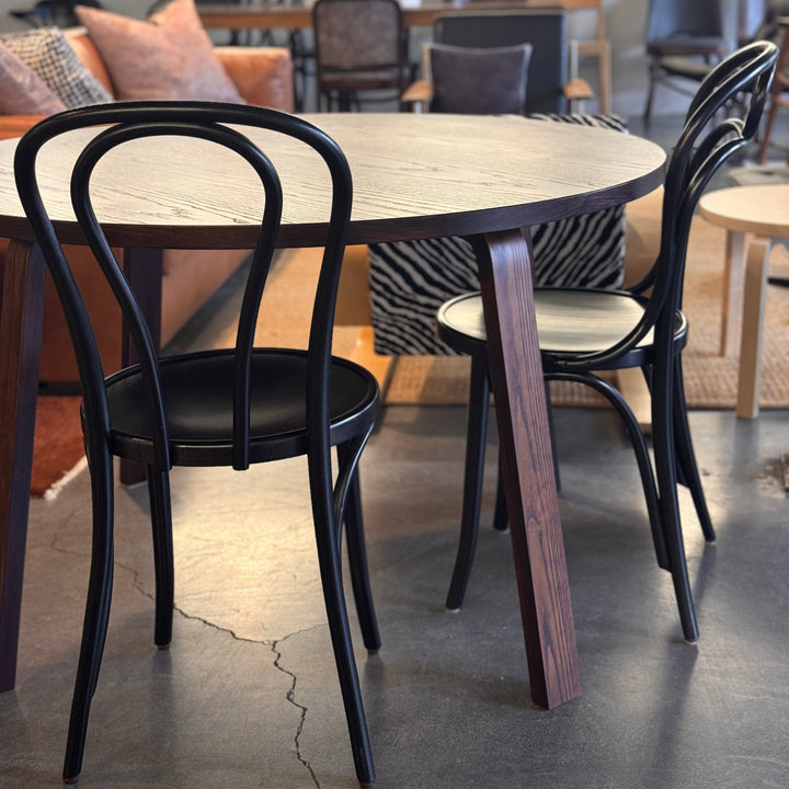 Bach 1.2m Round Table - Dark Walnut - Ex Showroom Model