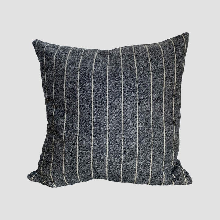 Oxford Stripe Wool Cushion - Charcoal
