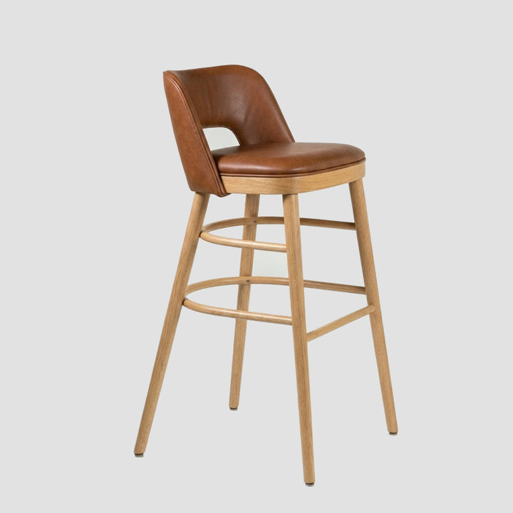 Otto Barstool - Upholstered Low Back - Dark Oak