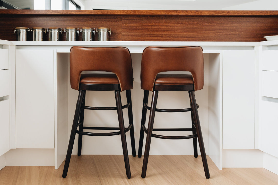 Otto Barstool - Upholstered Low Back - Dark Oak