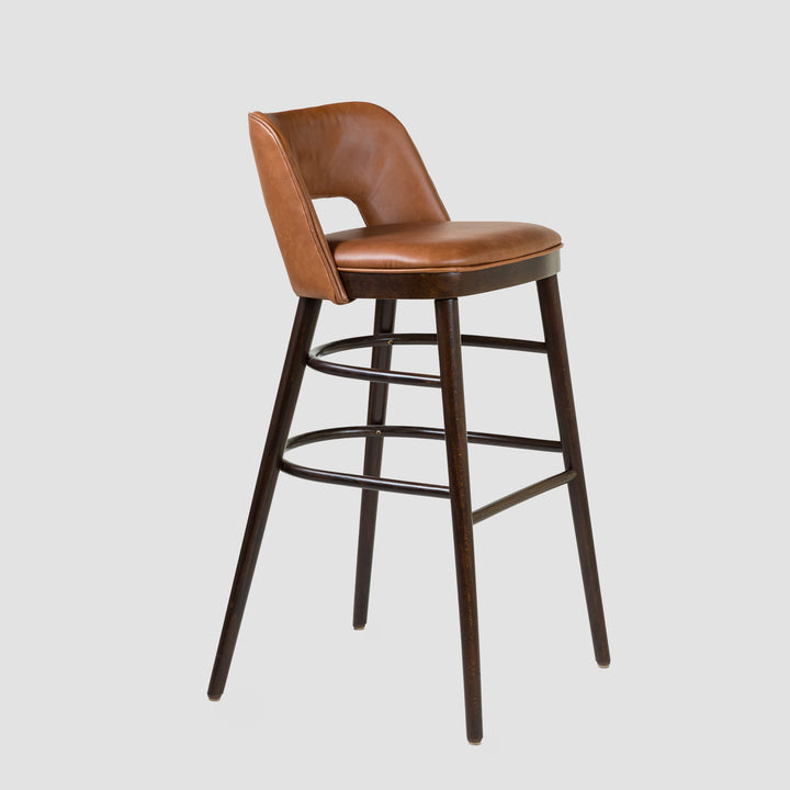 Otto Barstool - Upholstered Low Back - Dark Oak