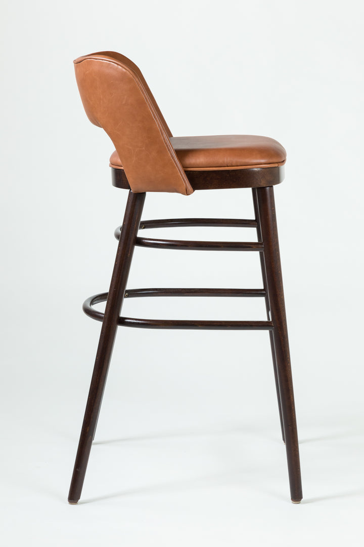 Otto Barstool - Upholstered Low Back - Dark Oak