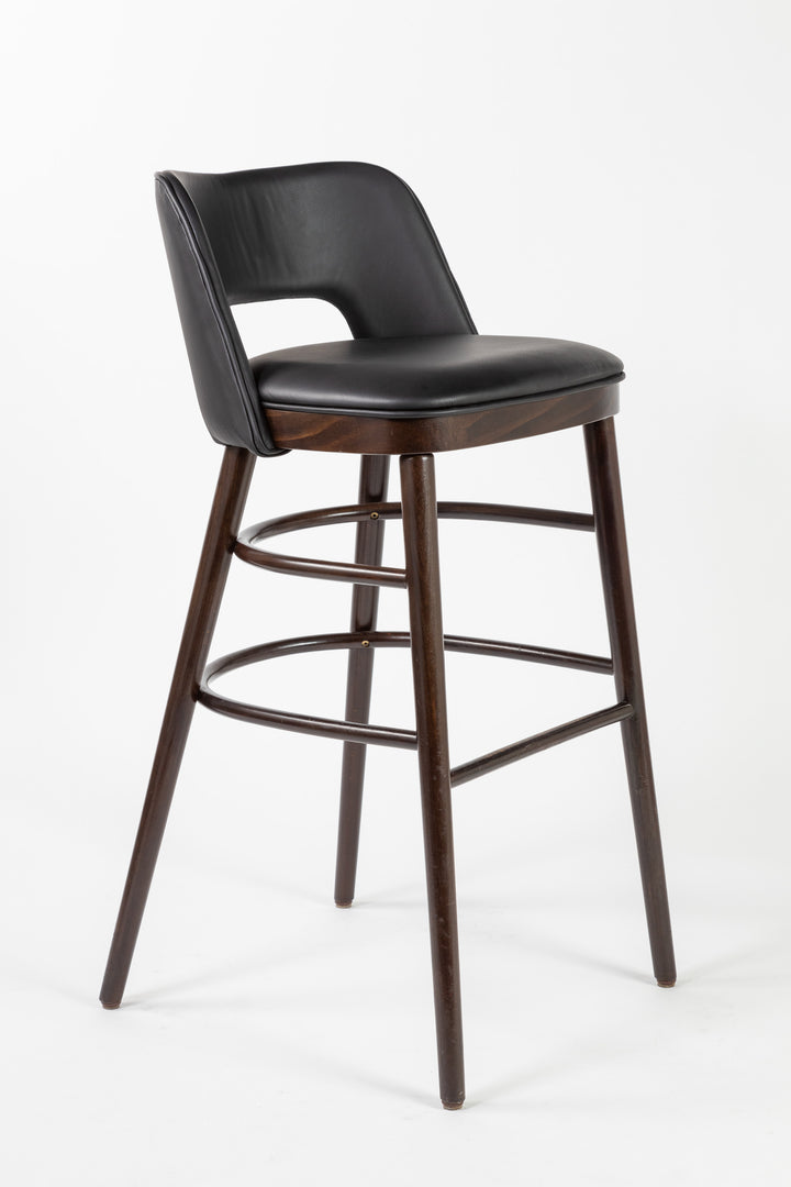 Otto Barstool - Upholstered Low Back - Dark Oak