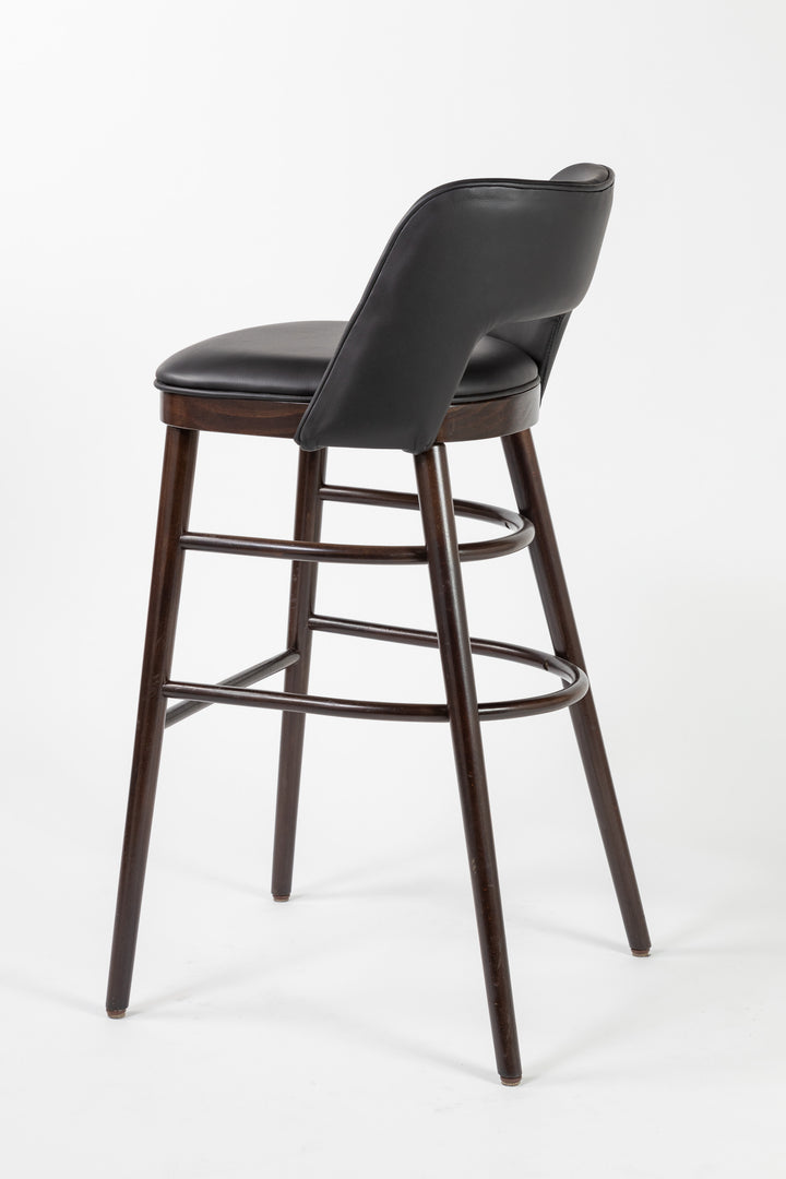 Otto Barstool - Upholstered Low Back - Dark Oak